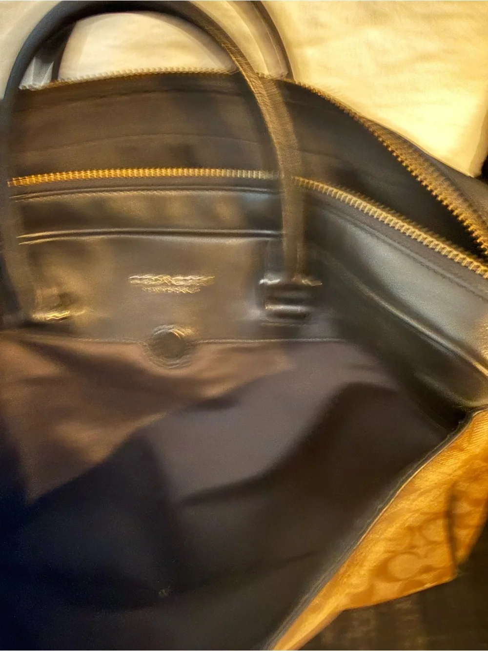 Coach Brown Signature Canvas Briefcase with Black Leather Trim